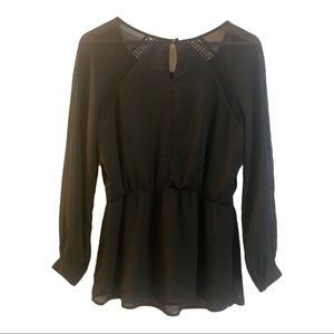 Vintage Bisou Bisou Black Sheer Blouse S